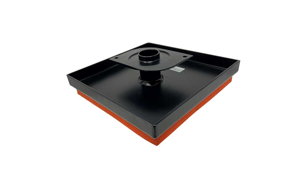 Black and orange square tool on a white background