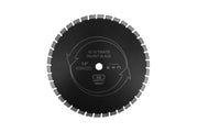Diamond saw blade with 'IQ Ultimate Silent Blade' text on a white background