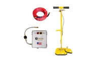 Pave Tool's ES T-Handle Batter Package D1 comes with the T-handle system and the battery pack along with the hose. This picks Natural stone, West Cast, Slabs, Pavers, T-Handle, 6x6 Pad, 10x10 Pad, Power Pack, 2 Batteries & 1 hour Quick Charge, 25' Hose, Quiet, No Compressor Needed, No bending Over, Suction Equipment