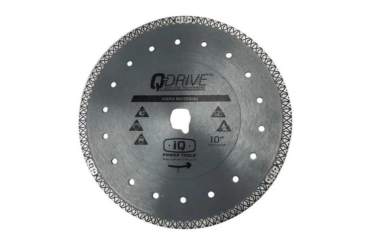 Circular saw blade with 'IQ Drive' branding on a white background