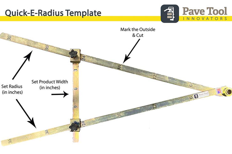 A metal tool that measures fire pit cuts exactly to cut them for a perfect radius circle.