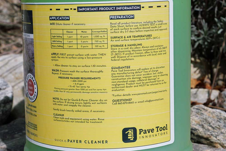 quick-e-paver cleaner, 1gallon, 1gal, clean pavers, patio, walkway, dirt, grime, easy, instructions