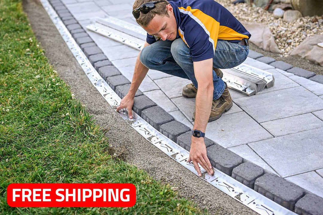 Person installing EDGE RESTRAINT FOR PAVERS