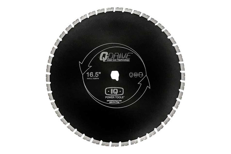 Diamond saw blade with Q-Drive branding on a white background