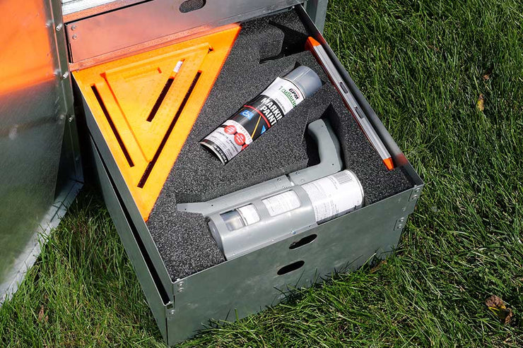 Marking tools in organized drawer